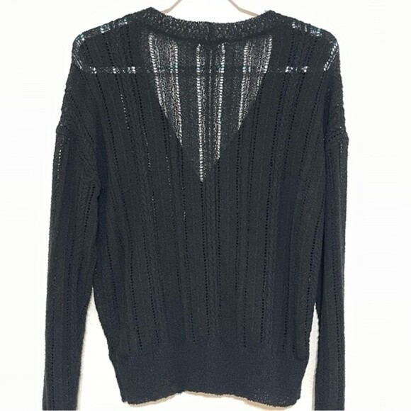 ASTR The Label Sweater Wrap FrontvBlack Knit Surplice Pointelle Top Size XL - Picture 7 of 14